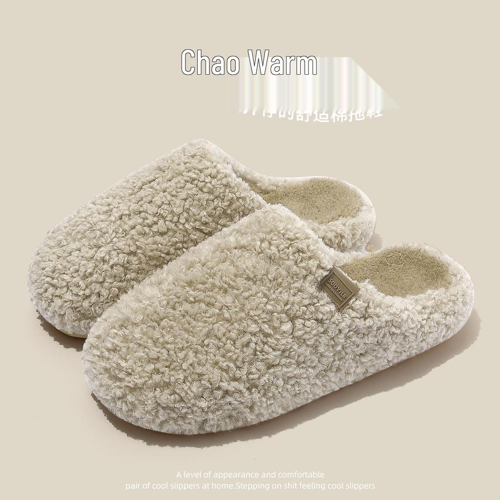 Women's & Men's Non-slip Breathable Cotton Fur Slippers for Winter & Autumn