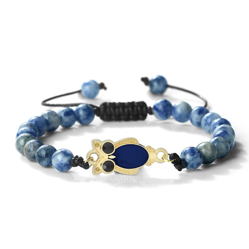 6 мм Кулон Сова Черный Матовый Браслет Для Мужчин Регулируемый Животное Шарм Браслет Бохо Готическая Бижутерия Идея Подарка Унисекс Изящный Аксессуар