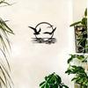 2D Flat Iron Sunrise And Seagulls Metal Wall Art. It Features A Circular Silhouette Design, Suiting Living Rooms, Bedrooms, Dining Areas, And Offices.