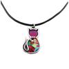 [R1266] - Колье ручной работы "Колумбина и Арлекин" фиолетовое многоцветное серебро - 22х15 мм (кошка)