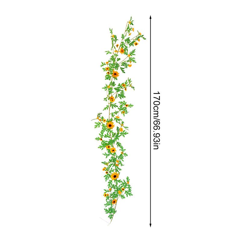 Яркая реалистичная пасторальная композиция из искусственных цветов, лозы, подсолнухов, гирлянда из шелка