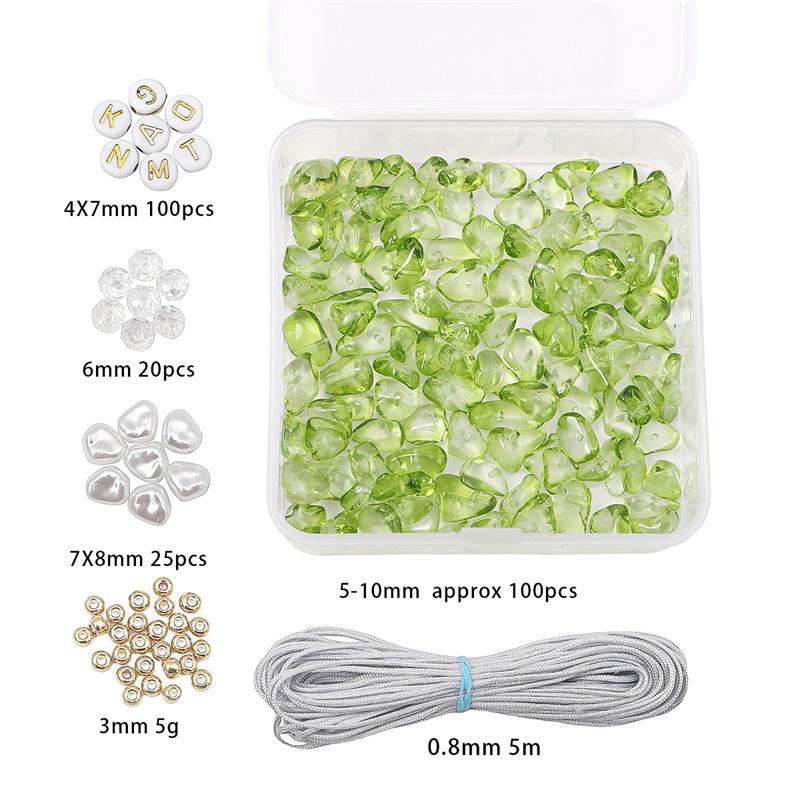 Стеклянный щебень, цепочка для мобильного телефона, набор «сделай сам», серия «зеленая трава» для изготовления ювелирных изделий, браслет, ожерелье «сделай сам»