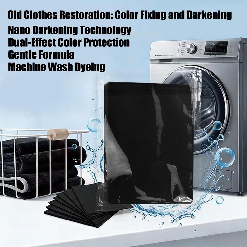 10Pcs Black Fabric Dye Sheets, Safe Long-Lasting Color Restorer for Clothes, Costume Uniform, Home Garment Darkening Restoration