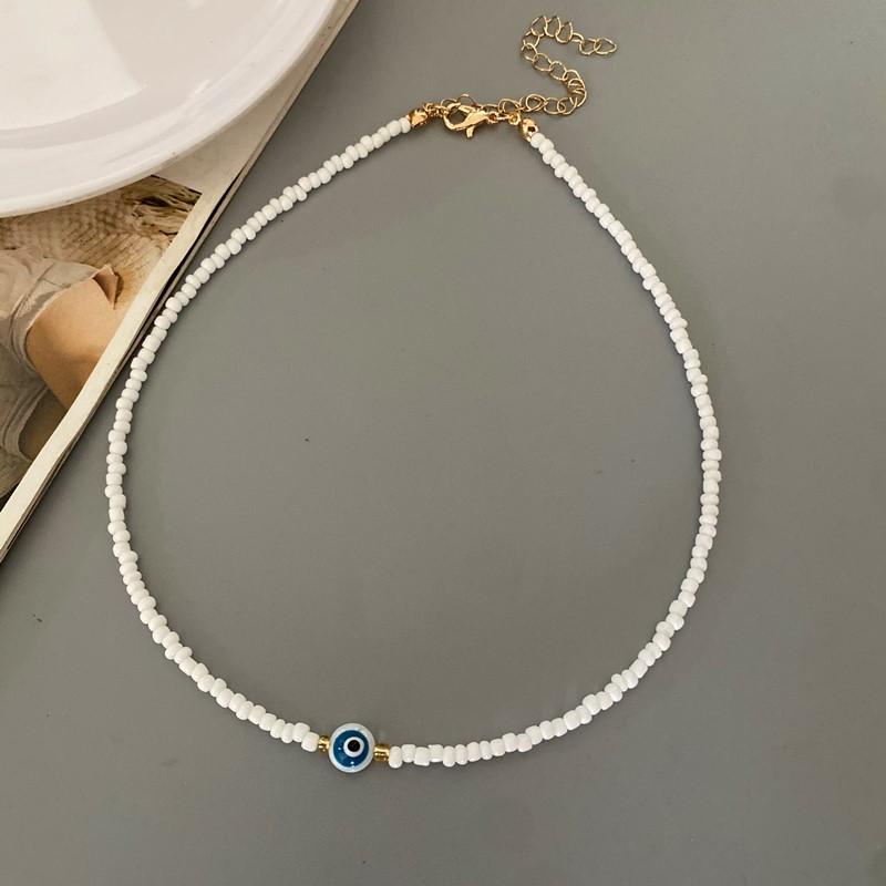 Ожерелье-чокер из бисера «Счастливый глаз» для девочки, белое ожерелье из бисера в стиле бохо