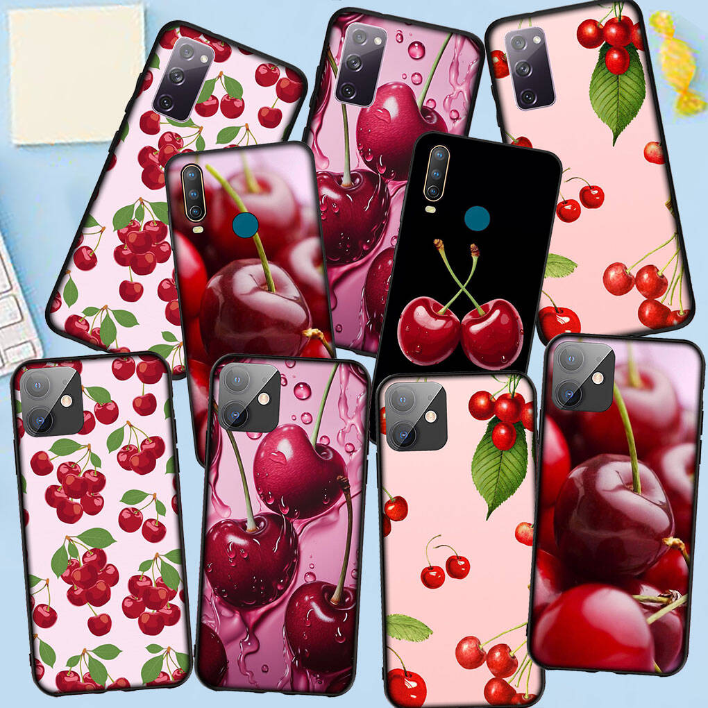 Чехол для телефона Samsung Galaxy S25 S23 S22 S24 Ultra FE A05 A06 A15 A16 A36 A37 A35 A54 A24 A52 A55 A56 A57 A25 A26 A53 A17 Летние фрукты Вишня Чехол