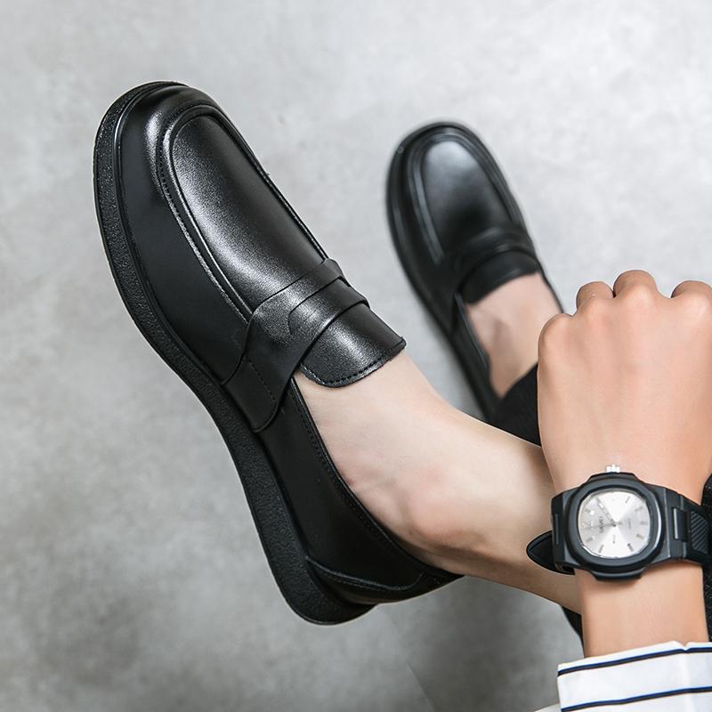 Autumn New Thick Sole Loafers Beef Tendon Sole Slip-On Leather Shoes Fashion Casual Shoes Business Men's Designer Men's Shoes