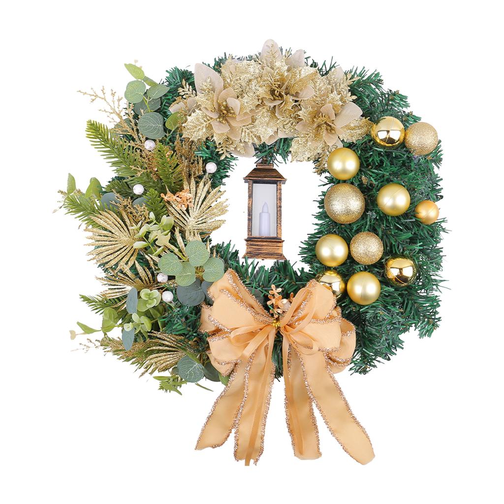 Рождественский венок с огнями, красный бант, праздничные украшения для двери, для окна, для крыльца, для помещения, для улицы, украшение для праздничной сцены