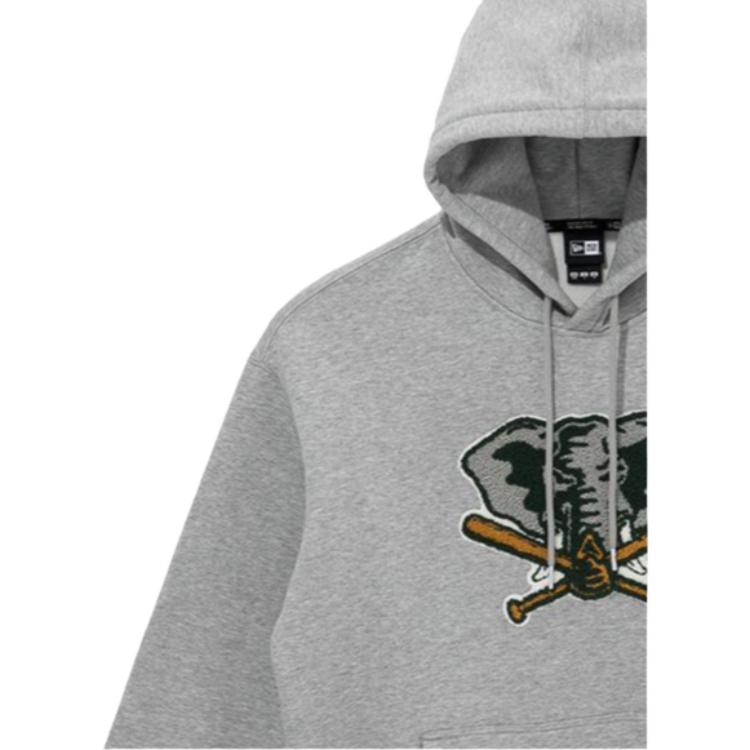New Era MLB Series Solid Color Animal Pattern Embroidered Drawstring Hoodie Men hoodies Gray 13338687