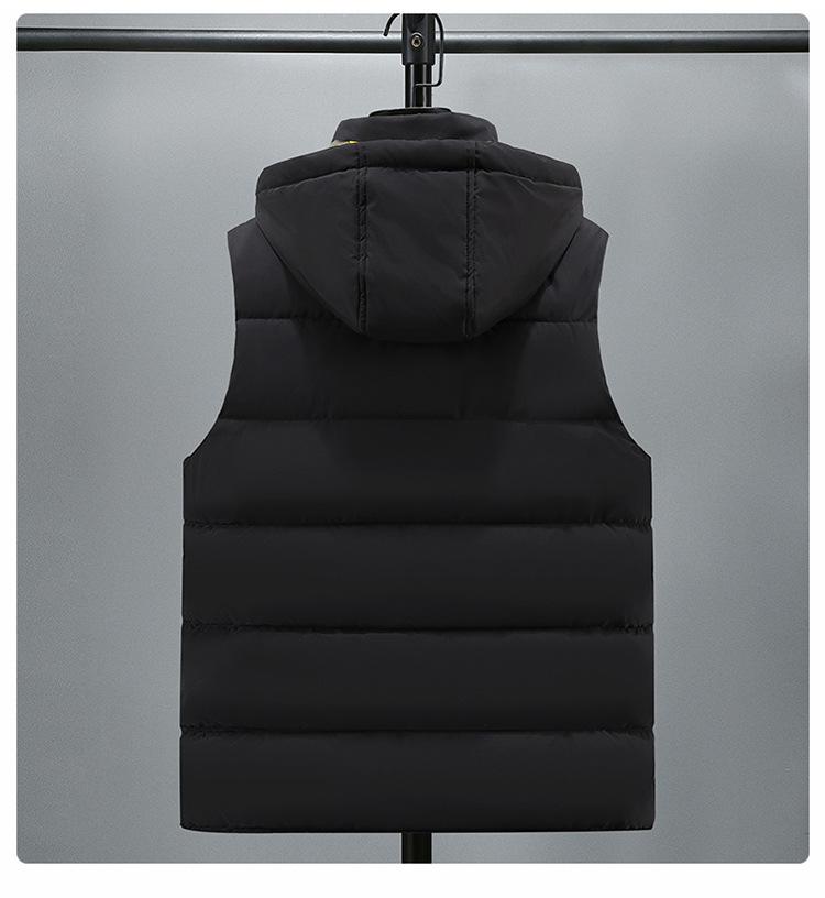 Men's Vest Jacket, Thick Cotton Waistcoat, Warm Vest, Trendy Loose Outer Wear, Fashionable and Handsome Hooded Vest