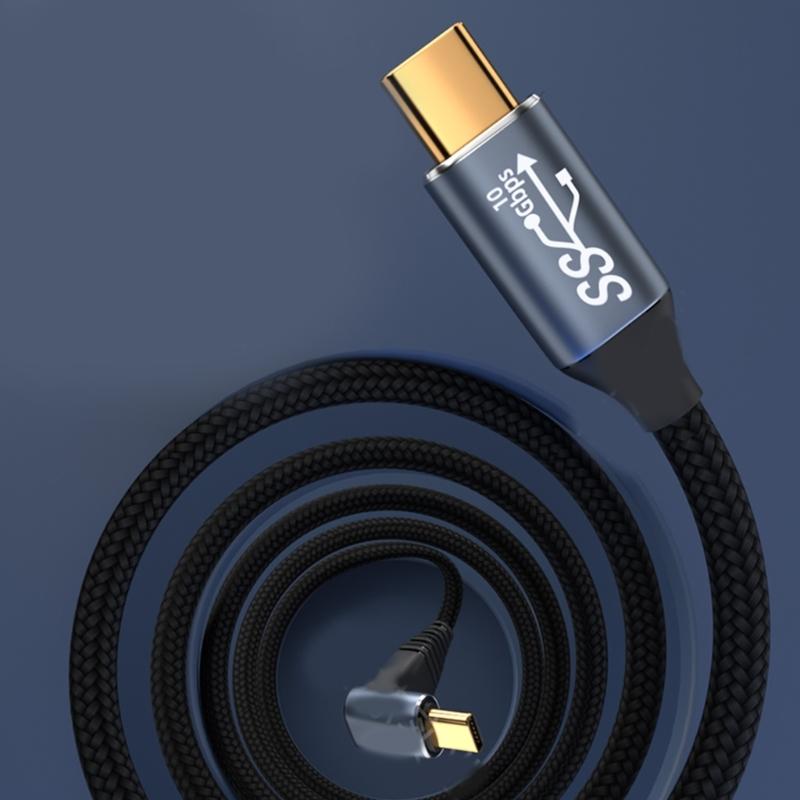 10 Гбит/с Кабель данных USB C Type-C 100 Вт 10 Гбит/с USB-C Gen2 Data Cord 90 градусов Папа-Папа Зарядное устройство Быстрая зарядка 0,5/1/1,5/2/3 м-