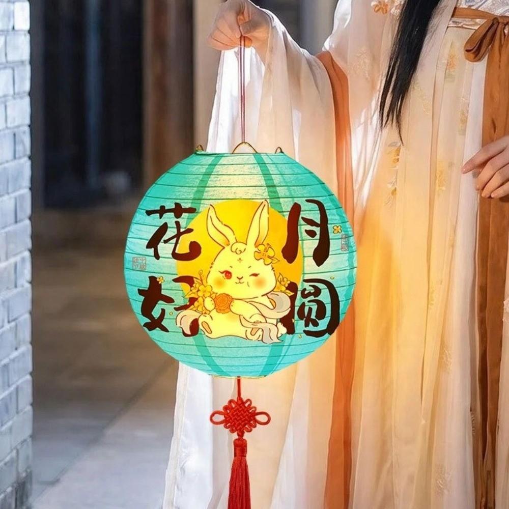 Luminous Mid-Autumn Paper Lanterns Folding DIY Handheld Lanterns Kindergarten Use