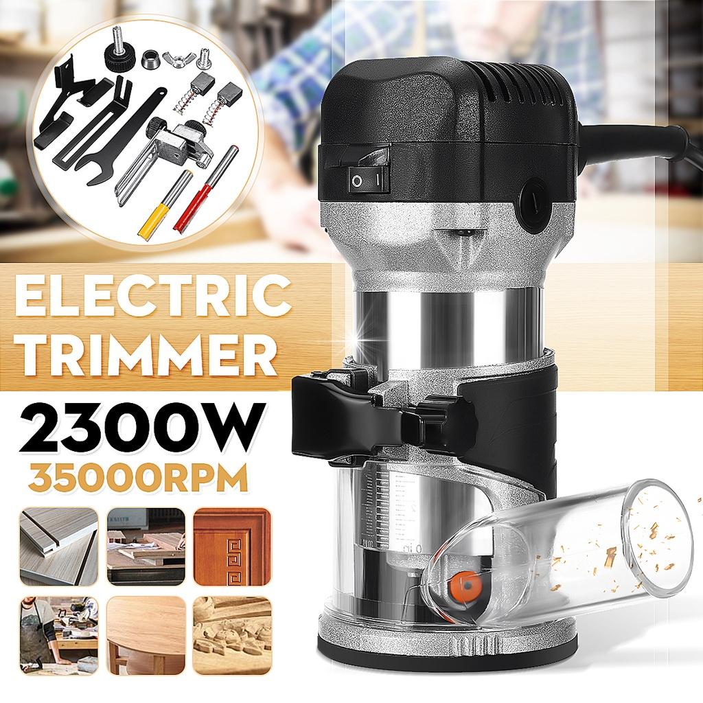 Электрический триммер 2300 Вт 40000 об/мин Ручной триммер для дерева Деревообработка Гравировка Пазование Пальцевая фреза Ламинаторезный станок Комплект