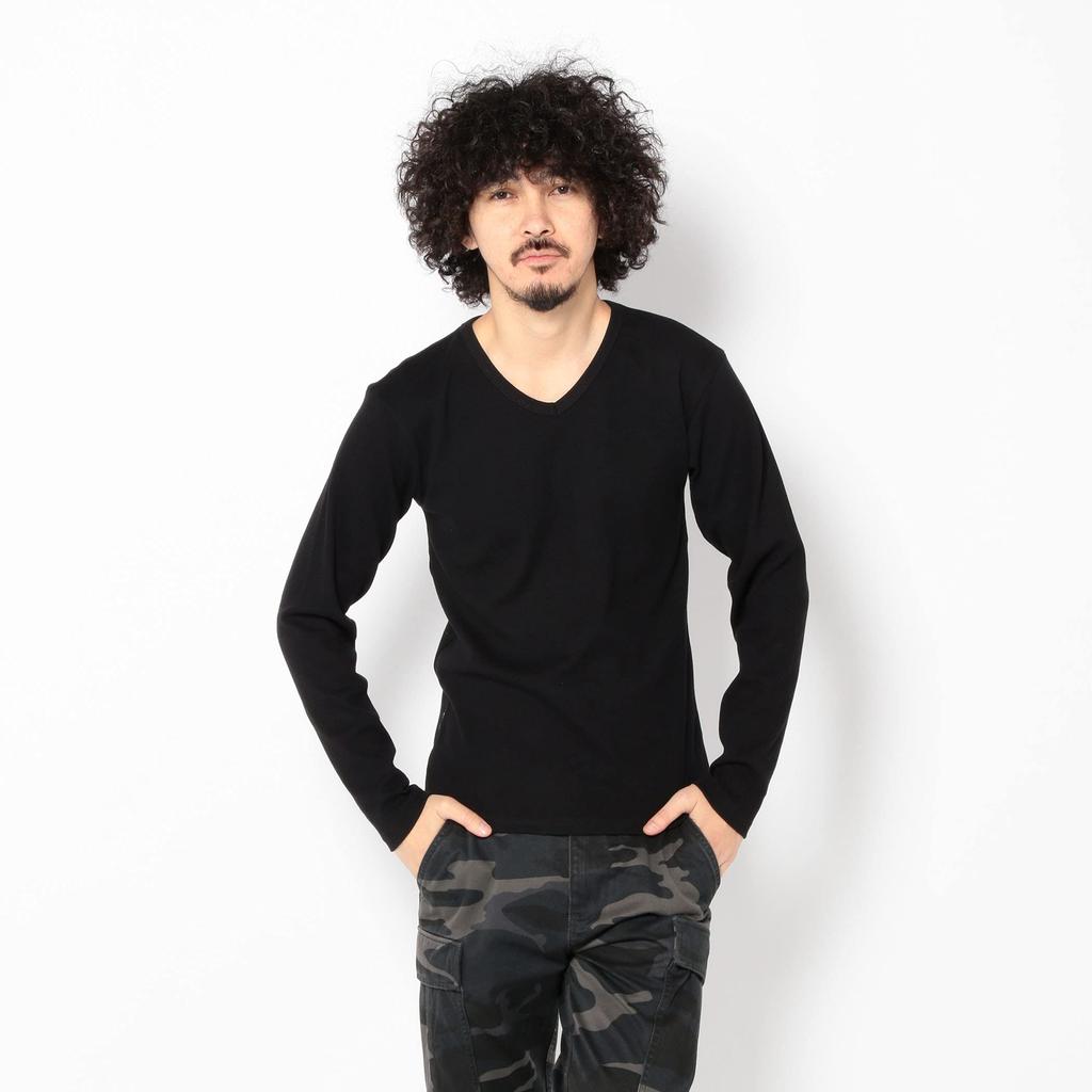 AVIREX DAILY RIB V-NECK TEE 6153480 men's M black