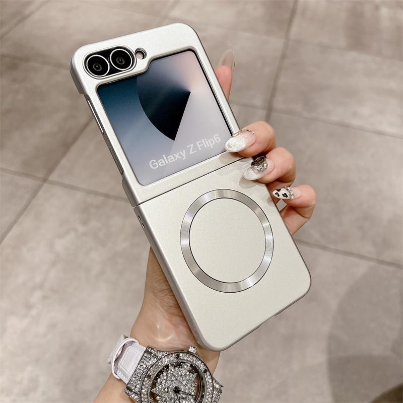 Роскошный матовый жесткий чехол с магнитной фиксацией Magsafe для Samsung Galaxy Z Flip 7 6 5 4 3 Zflip 7 Противоударный Беспроводная зарядка Тонкая накладка