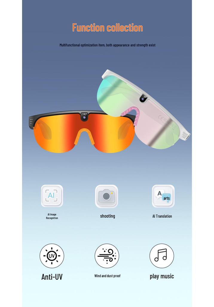 G5 Smart Bluetooth Cycling Glasses with AI Voice Assistant, Photo & Video Capture, Anti-Blue Light.