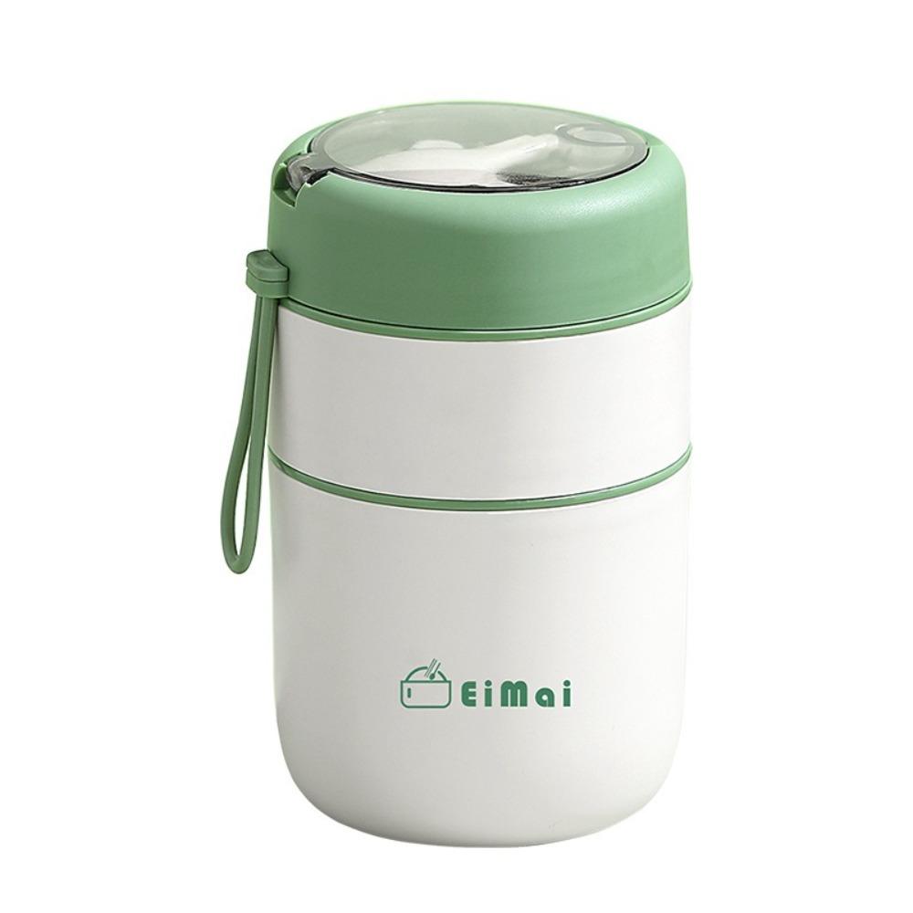 Stainless Steel Double Layers Lunch Box with Spoon Insulated Food Container Camping