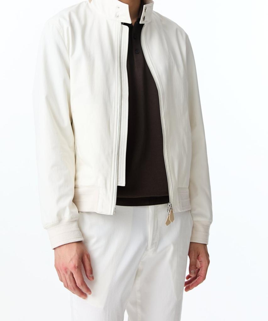 Man On The Boon Cotton Silk Zip-Up Bomber Jacket_Ivory 4714109003