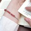 S925 Pure Silver Natural Strawberry Crystal Silver Bracelet for Women's Ins Summer Sweet and Niche Design Beaded Jewelry