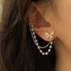 Korean Rhinestone Butterfly Stud Earrings For Women Girls Cute Fashion Metal Cuff Chain Tassel Boucle D'oreille Jewelry