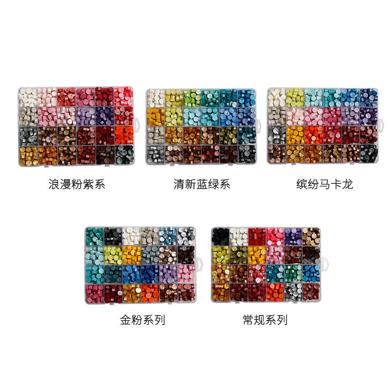 Wax Seal Stamp Kit 24 Colors Sealing Wax Beads with Melting Furnace and Stamp Heads Vintage Craft Tool Set for Invitations Letters