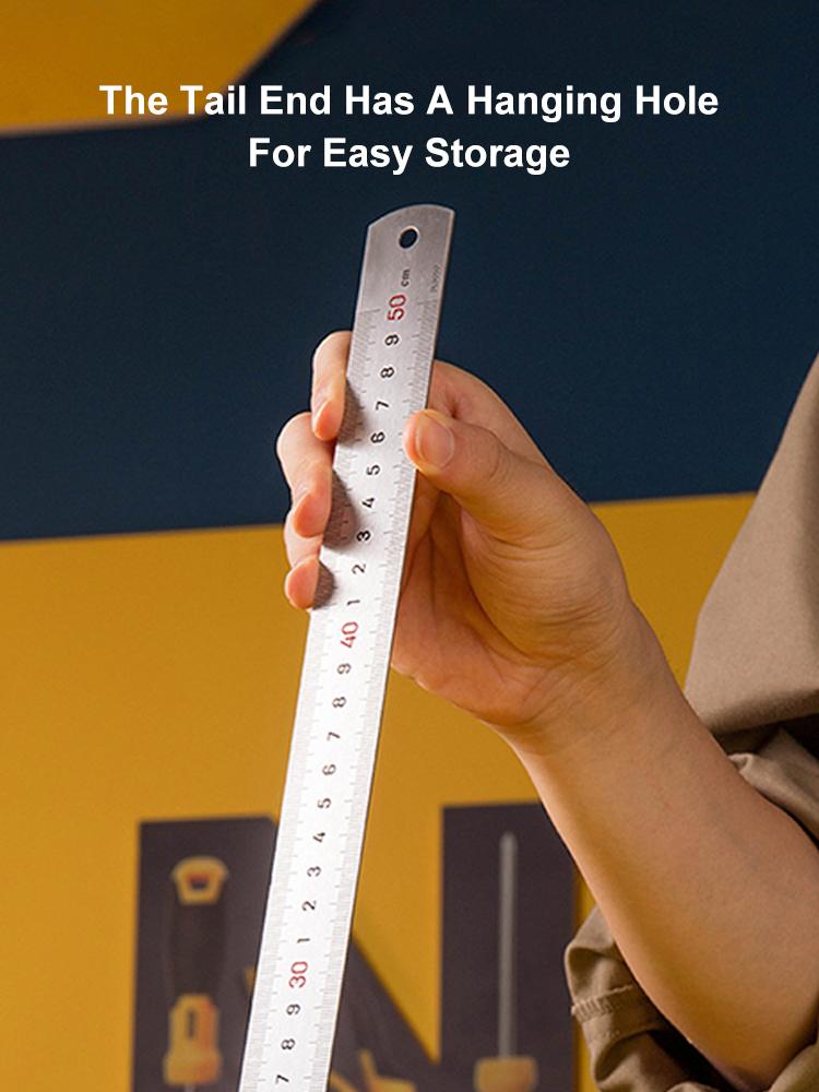 Линейка из нержавеющей стали прямая сантиметровая прецизионный измерительный инструмент 15см/6 дюймов 30см/12 дюймов 50см школьные офисные принадлежности