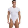 Men's One Piece Thongs Bodysuit Short Sleeve Button Crotch Shirt Leotard Snappies Rompers Jumpsuit