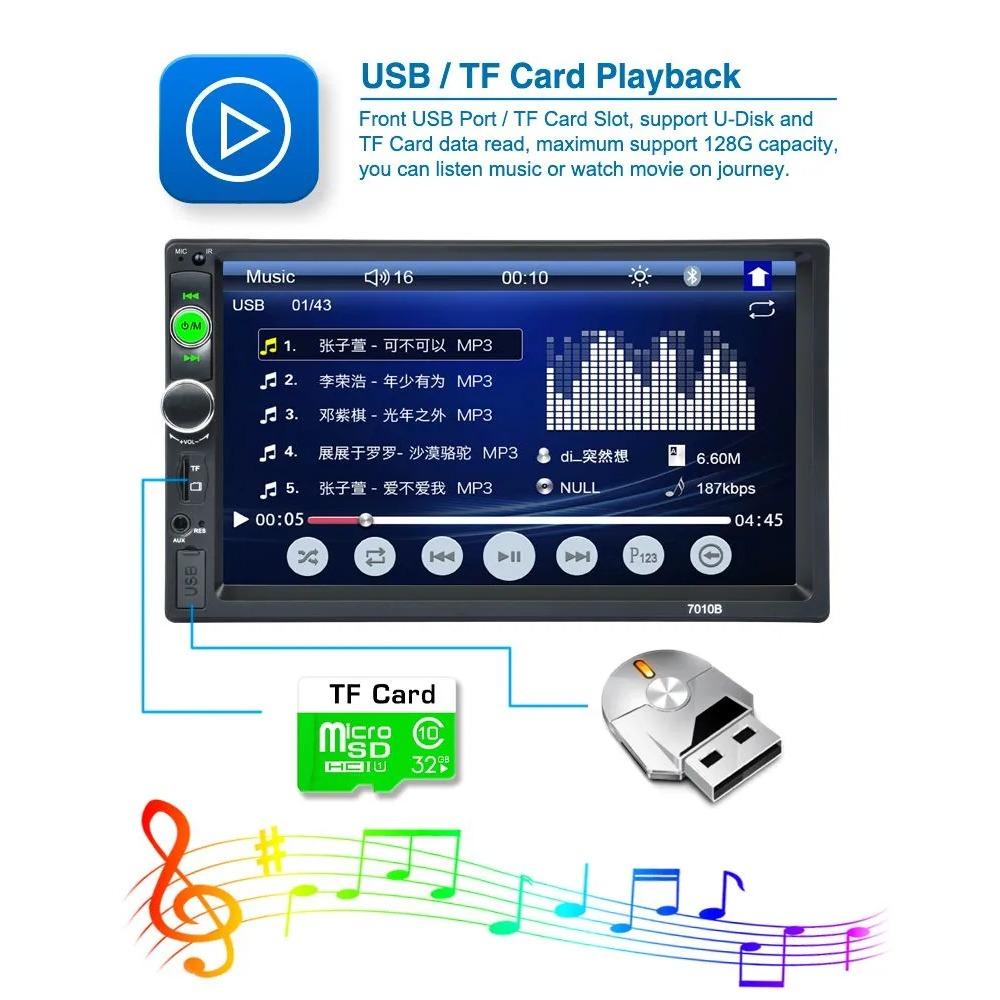 7-дюймовый 1DIN MP5 автомагнитола 7010B/7012B/7018B/7023/универсальная, сенсорный дисплей, FM, USB, Bluetooth, AUX мультимедиа с экраном