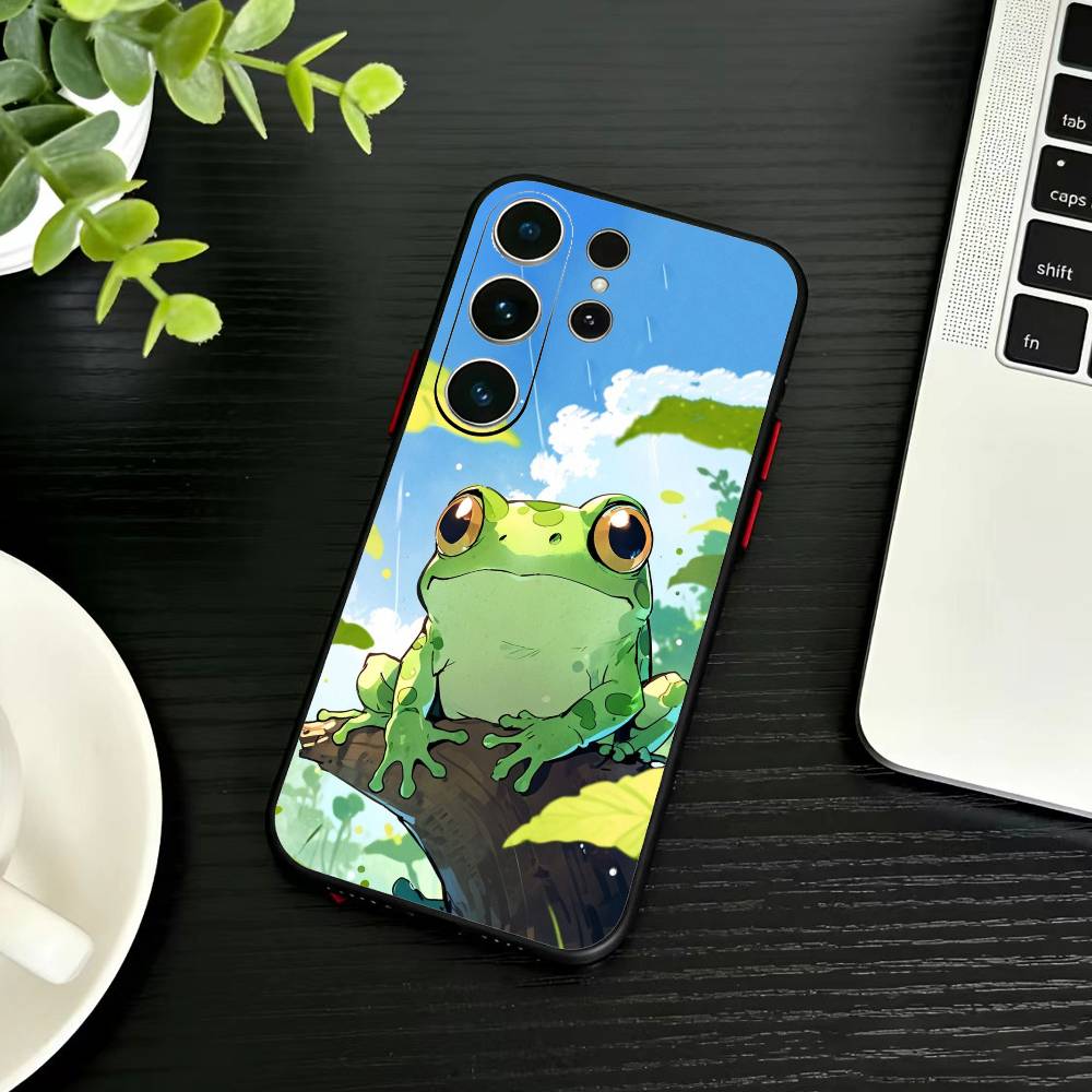 Милый Мультяшный Чехол-Лягушонок для Телефона Samsung S26, S25, S24, S23, S22, S21, S20, S30, Ultra, Plus, Fe, Note, 5G Черный Чехол