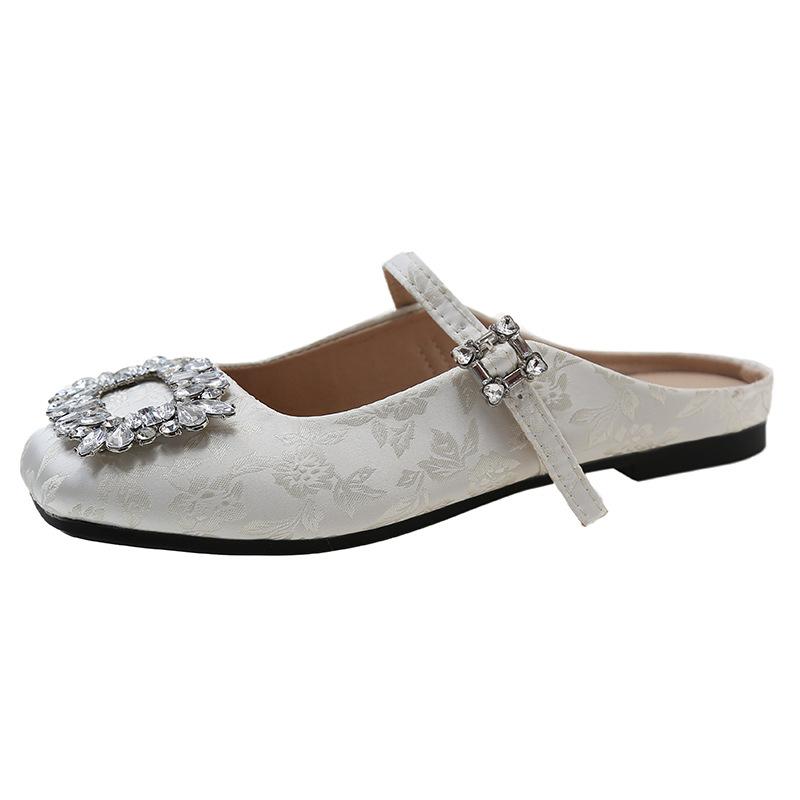 Женские туфли на плоской подошве из искусственной кожи. Удобные туфли без шнуровки с квадратным носком на плоской подошве Мэри Джейн. Мокасины с открытой спиной. Балетные туфли на плоской подошве для женщин. Прогулочная обувь с ремешком на щиколотке.