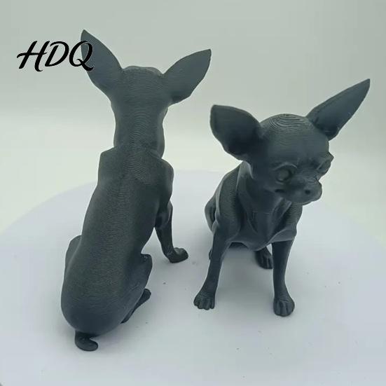 Черный Декор для Собаки 3D Печатная Фигурка Чихуахуа Современная Статуя Пластиковая Реалистичная Статуя