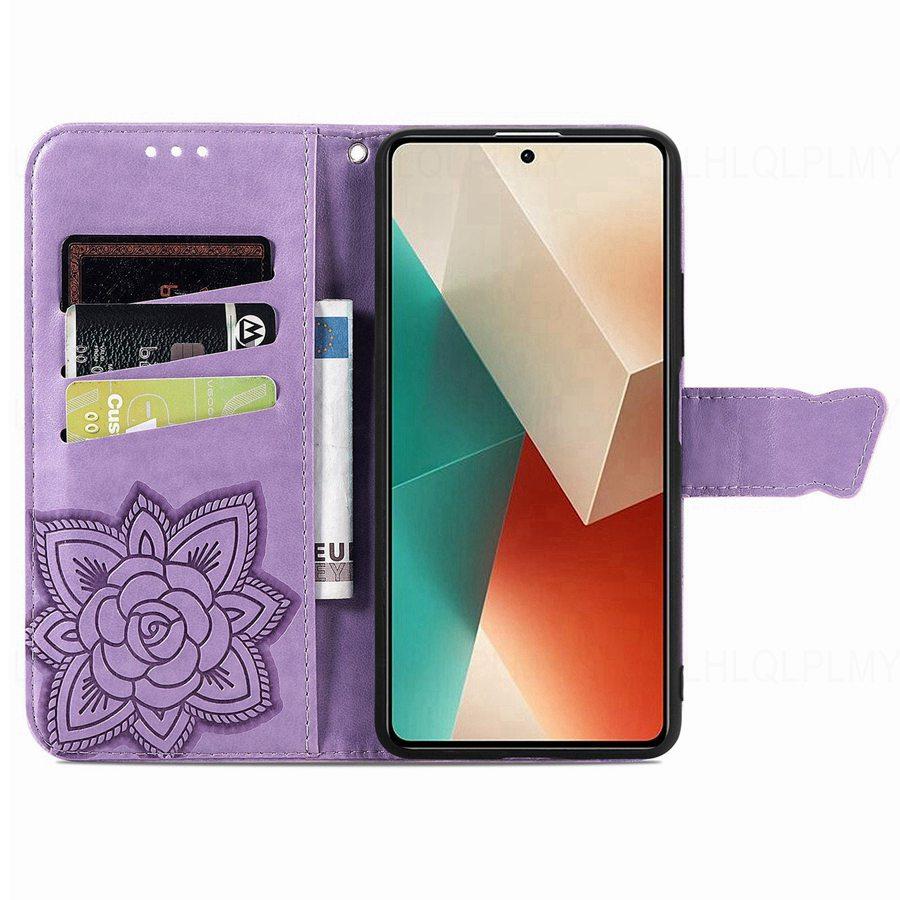 Кожаный чехол-книжка с бабочкой для Xiaomi 15T Redmi Note 14S 14 Pro Plus 5G Poco X7 M7 F7 Ultra C85 15 15C A5 13X Кошелек