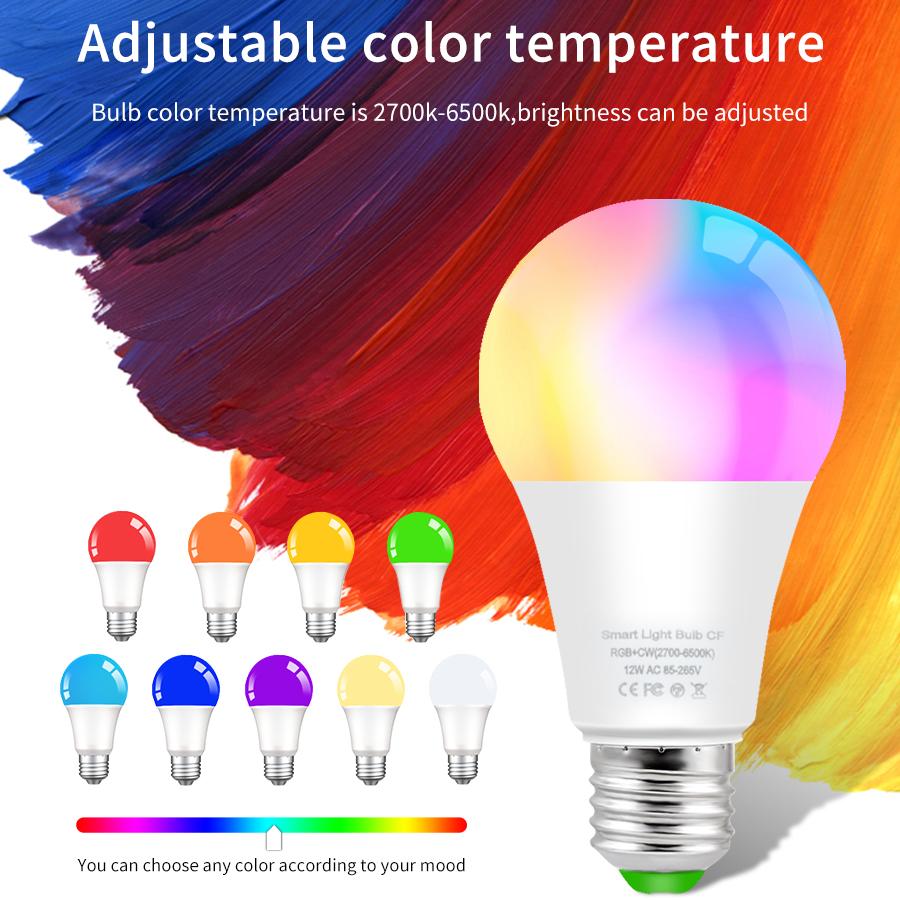 WiFi Smart Led Light Bulb E27 12/15/18W Voice RGB Dimmable Light Ampolleta Parlante Wifi Lamp Work With Google Assistant Alexa
