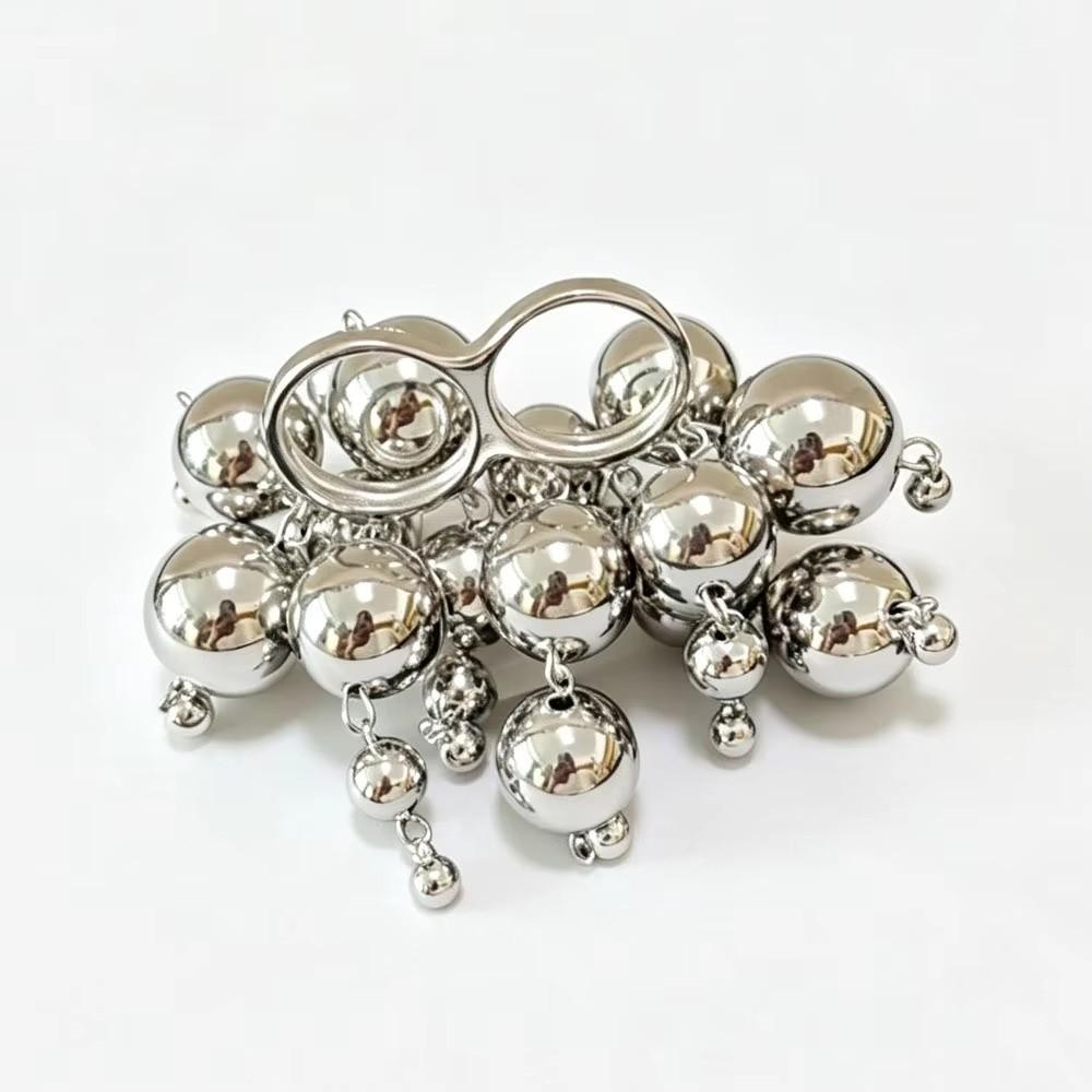 Round Ball Metal Balls Ring Silver/Gold Statement Finger Ring Fashion Finger Jewelry for Women