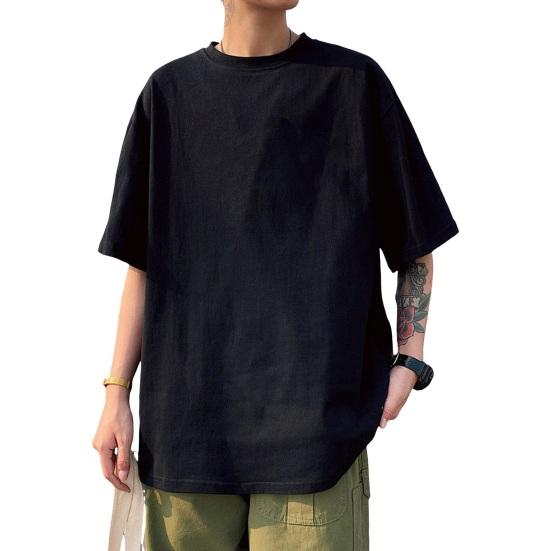 Summer Men T-shirt Round Neck Solid Color Casual Style Half Sleeve Loose Pullover Daily Wear Youthful Teenager Sport Top