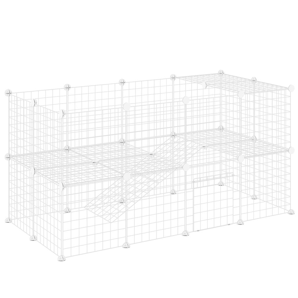 36-Panel Modular Metal Small Pet Playpen with Door, White