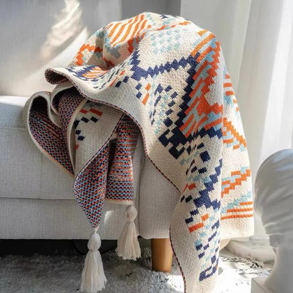 WTEMPO Офисные вязаные одеяла с кисточками в богемном стиле, одеяла для ног, шали на все тело, маленькие одеяла для сна в общежитии, домашние одеяла для кровати