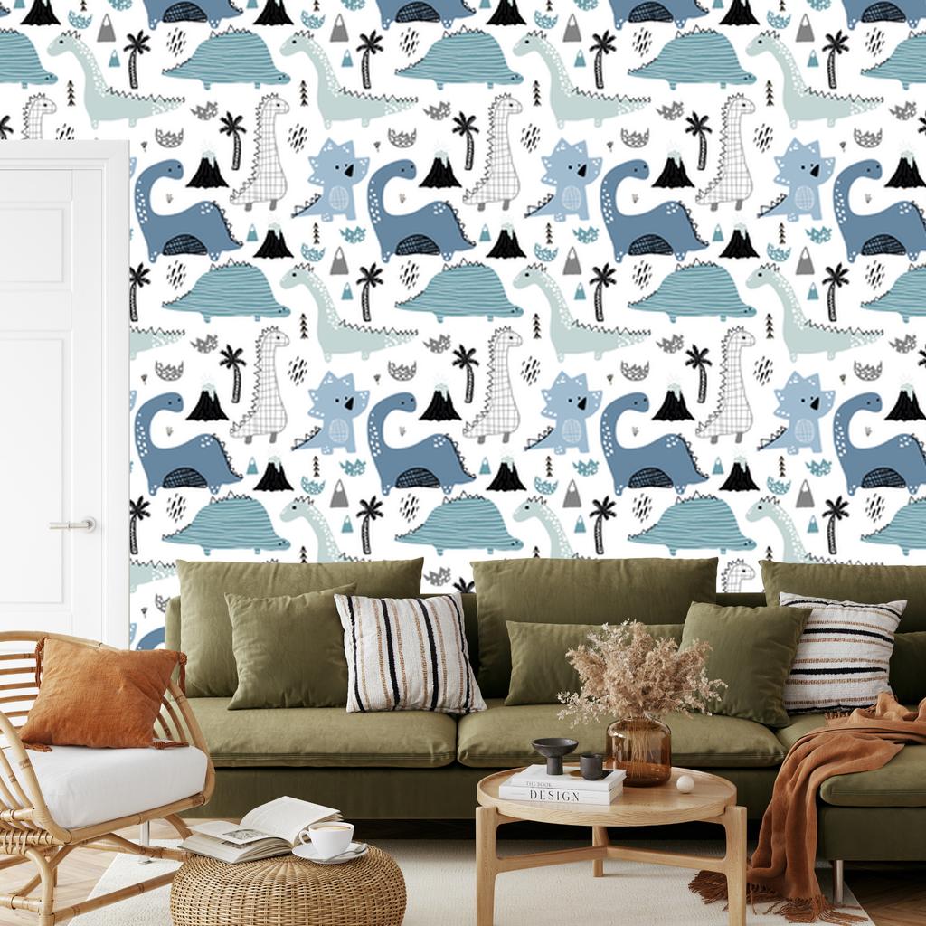 Blue Dinosaurs Wallpaper for Living Room and Bedroom 50x1000