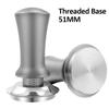 51/53/58mm Coffee Tamper Stainless Steel Coffee Powder Constant Press Hammer with Scale Flat/Thread Base Espresso Accessories