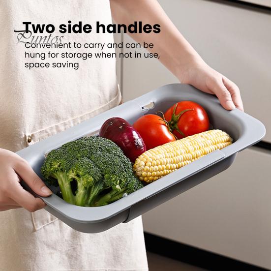 Выдвижная сливная корзина над раковиной Многофункциональный полипропилен Выдвижной слив для мытья фруктов и овощей Дуршлаг Ситечко Чаша Посуда