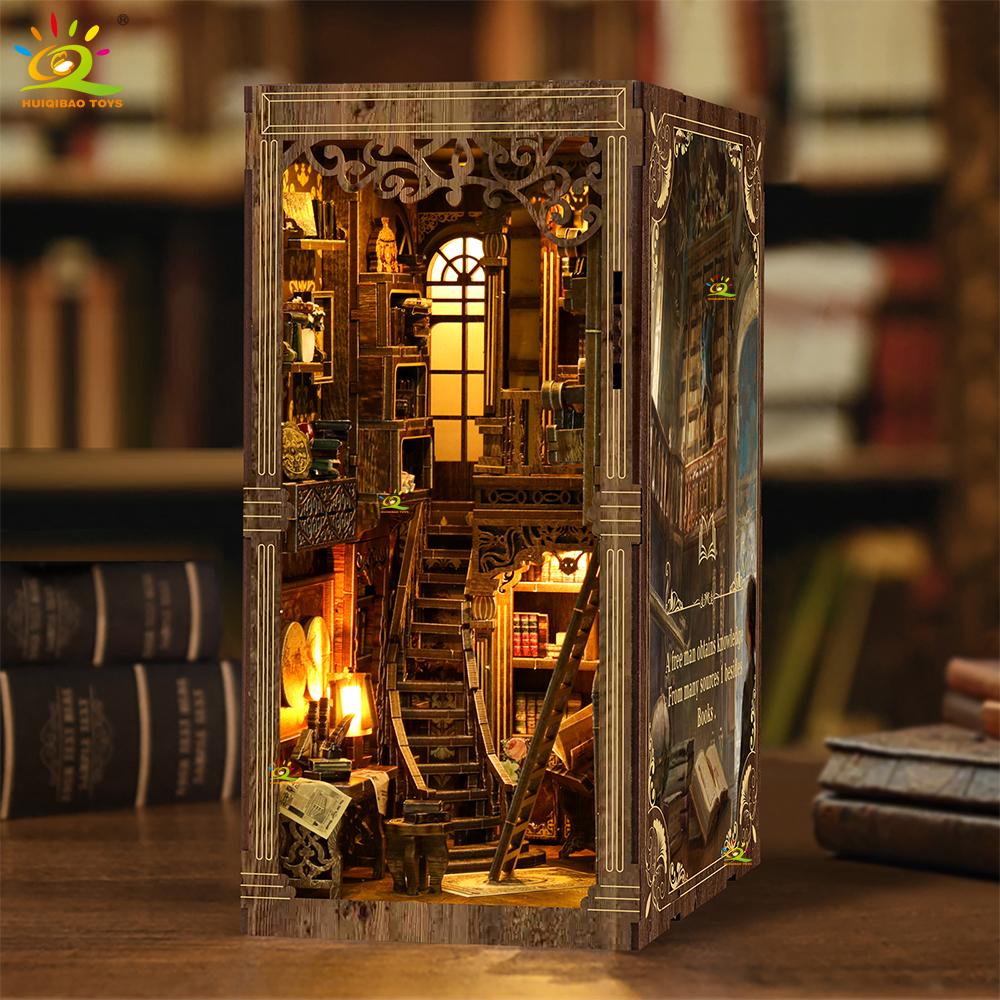 DIY Ретро Книжный Магазин Книжная Полка Модель 3D Деревянная Головоломка Сборка Книжный Уголок Полка Миниатюрные Строительные Наборы Ручной Работы Игрушки