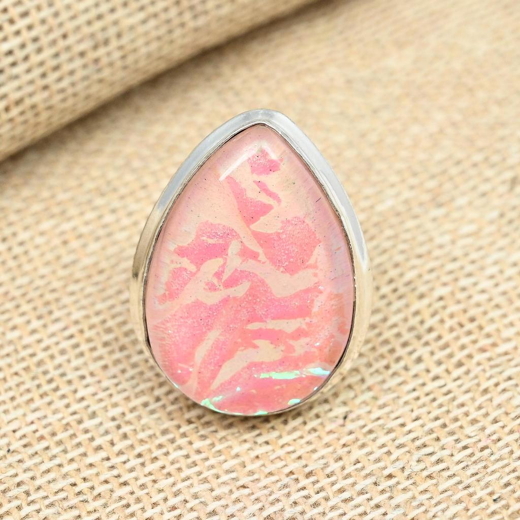 Розовый австралийский тройной опал драгоценный камень стерлингового серебра 925 пробы кольцо ручной работы кольцо подарок для любви ювелирные изделия