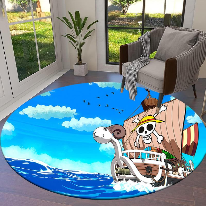 Ковер круглый с изображением Манки Д. Луффи из One Piece, ковер для гостиной, спальни, дивана, игровой комнаты, нескользящий коврик