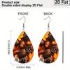 Autumn Thanksgiving/Christmas Gift Leather Women's Fashion Drop Earrings, Brown/Green Leaves Pinecone Patterned Design PU Earrings Jewelry for  Wear