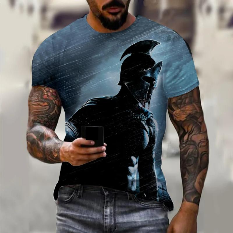 Винтажные спартанские футболки с 3D принтом и графикой для мужчин, футболки с короткими рукавами, модная уличная одежда больших размеров, мужская повседневная одежда