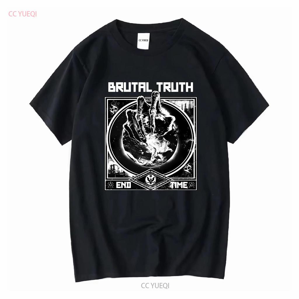Brutal Truth End Time album T shirt BLACK WHITE long sleeves vintage Washed Stylish Versatile Soft graphic Unisex