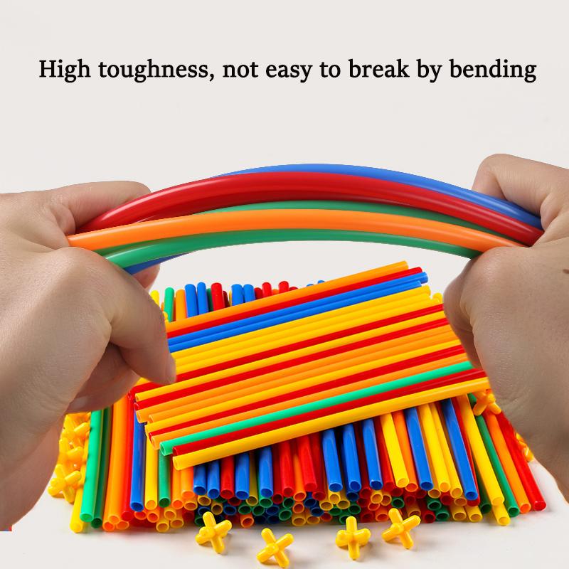 100Pcs/set Straw Constructor Toys Building Toys Straws and Connectors Building Sets Colorful Motor Skills Educational Toy Gift
