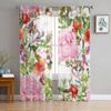 Тюлевые прозрачные шторы с цветком кота, пиона и растения для гостиной, спальни, кухни, украшения, вуаль, шторы из органзы