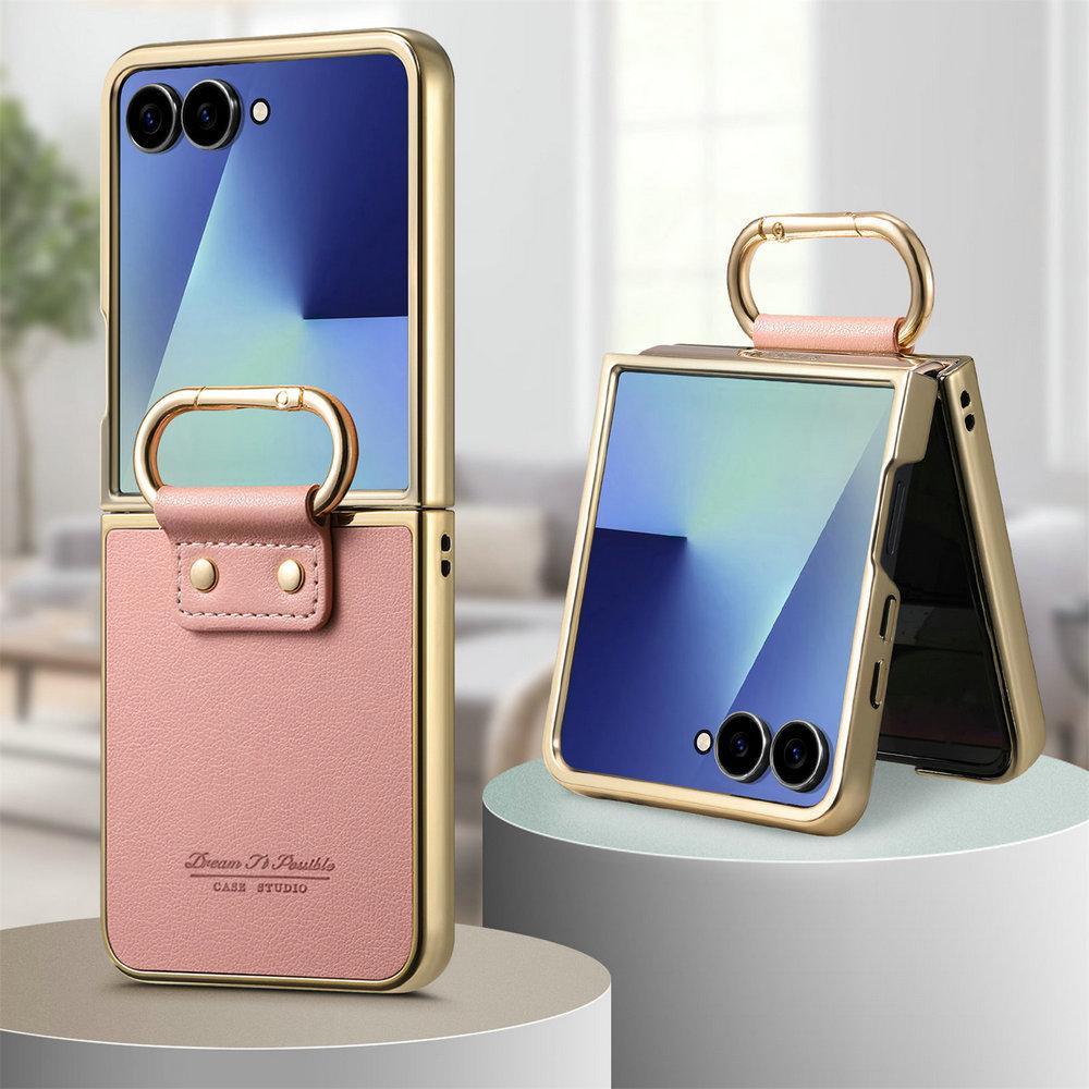Роскошный чехол Z Flip7 5G для Samsung Galaxy Z Flip 7 FE Бронированная кожаная задняя панель Кольцо-подставка для Galaxy Z Flip 6 5 4 Funda Etui