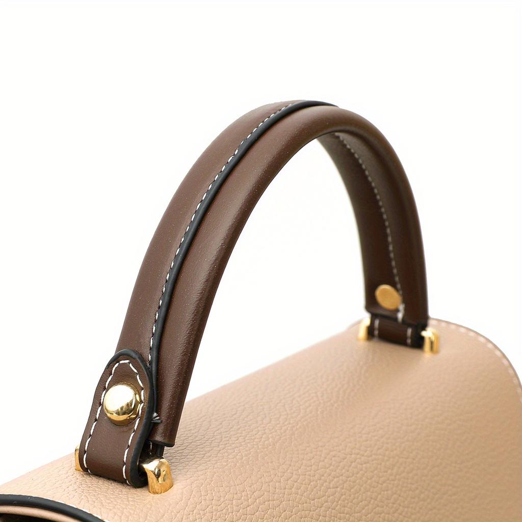 Retro Flap Handbag For Women, Color Contrast Crossbody Bag, Fashion Multi Layer Purse With Top Handle
