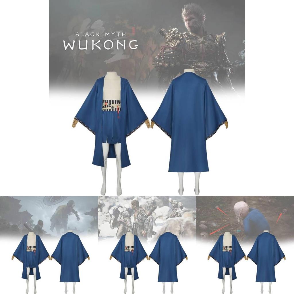 Величественный костюм для косплея Black Myth Wukong для взрослых, наряд Бога Земли, плащ элегантного синего цвета
